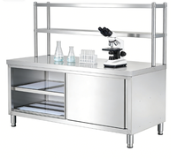 Plan de travail en acier inoxydable résistant à la rouille avec porte coulissante, étagère réglable, table de préparation pour cuisine commerciale, cantine