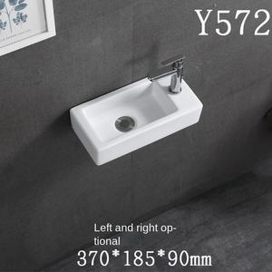 حوض غسيل سيراميك معلق على الحائط بفتحة واحدة وصنبور بتصميم عصري بسيط للحمام والشرفة - Product Image 4