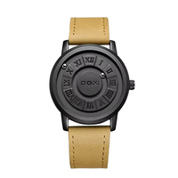 Reloj deportivo cronógrafo de cuarzo de lujo para hombre con puntero de desplazamiento creativo y banda de cuero de fuerza magnética
