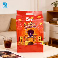 Sachet d'emballage personnalisé pour biscuits et snacks, haute barrière, plastique laminé, thermoscellable, à quatre soudures latérales, finition mate ou vernis UV sélectif