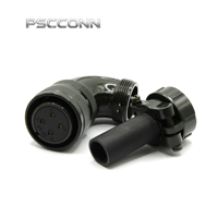 Connecteur circulaire industriel PSCCONN MS 5015 Série MS3108B 20-4S, prise d'alimentation filetée femelle à angle droit, 4 broches