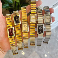 Jam Tangan Wanita Fashion Vintage Persegi dengan Tali Baja Anti Karat dan Kaca, Sederhana Elegan dengan Dial Kecil untuk Wanita
