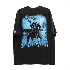 Camiseta de Hombre Vintage Oversize 100% Algodón con Estampado de Serigrafía de Estrellas, Cuello Redondo y Mangas Cortas, Transpirable y Ecológica - Product Image 3