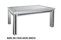 2021 nouvelle table à manger en miroir avec diamant concassé avec verre trempé sur le dessus table personnalisable pour salle à manger