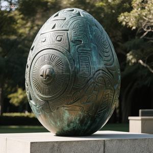 Su misura all'aperto rovina grande fusione in bronzo intagliato modello retrò gigante incrinato uovo scultura in bronzo per parco arredamento pubblico - Product Image 3