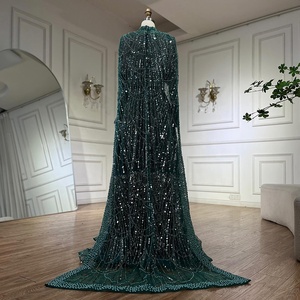 Abiti da Sera Musulmani Verdi a Trapezio a Maniche Lunghe con Mantella Completamente Coprenti Serene Hill LA72032B Eleganti Abiti da Cerimonia per Donna - Product Image 3
