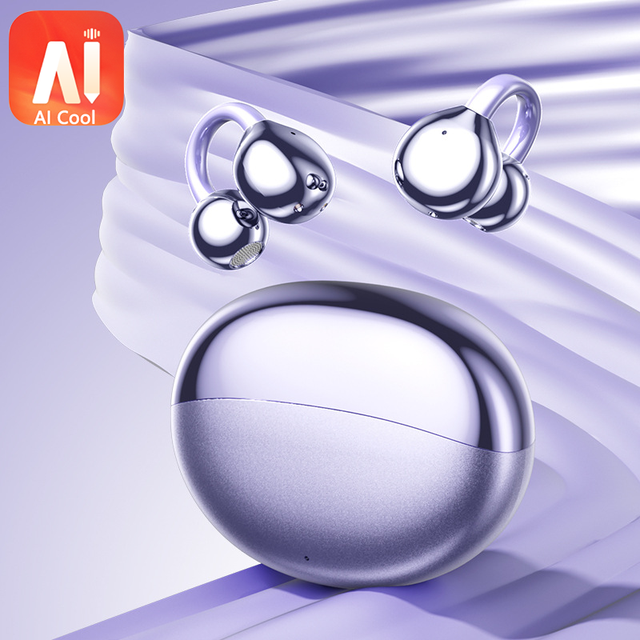 AI Smart Translator Earbuds 150+ Languages Ear-Clip OWS Open Ear for 5.4 ENC IPX4 Waterproof LED Plastic Sphere Case Bulk