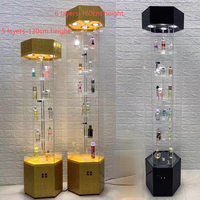 Vitrine Moderne Écologique en Acrylique Autoportante à 6 Étagères, Présentoir en Plastique Poli pour Bijoux et Parfums d'Intérieur