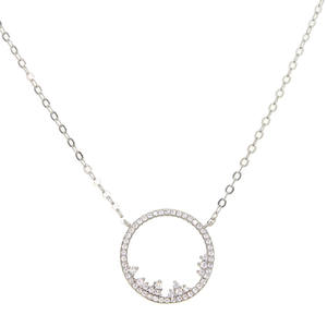 Semplice barra geometrica croce forma rotonda <span class=keywords><strong>cz</strong></span> cluster placcato argento micro pavimenta <span class=keywords><strong>cz</strong></span> collana placcata argento - Product Image 1