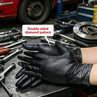 Gants de travail industriels jetables SNELL 8mil extra épais en caoutchouc noir à grip diamanté robuste, en nitrile sans poudre pour réparation automobile