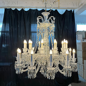 Candelabro de cristal K9 de lujo plateado personalizado, iluminación de villas modernas, candelabro de cascada de techo alto - Product Image 3