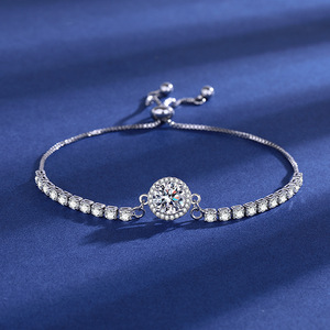925 Sterling Silver Brilliant Cut Zircon Claw Setting <b>Adjustable</b> Charm <b>Bracelets</b> 0.1kg Trendy Women's Anniversary Factory - Product Image 4