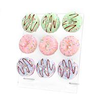 Support de présentation transparent en acrylique pour beignets, en forme d'arc, avec tiges métalliques, pour boulangerie, café, desserts et fêtes