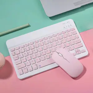 Mini téléphone portable Android, couleur rose mignon, bluetooth Rechargeable sans fil, clavier et souris Klavye, ensemble combiné pour Ipad IOS