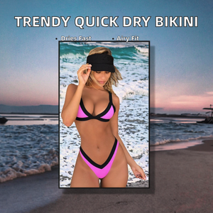 ชุดว่ายน้ำแทงกินีส์ผู้หญิงแบบใหม่ สีพื้น แห้งเร็ว ระบายอากาศดี รับผลิตแบบ OEM - Product Image 2