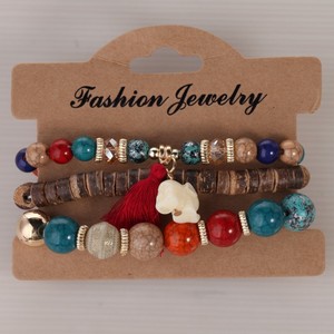 <b>Beaded</b> <b>Bracelets</b> Wood Tassel Charm Bohemia Style Unisex Gift HY-2736 - Product Image 4