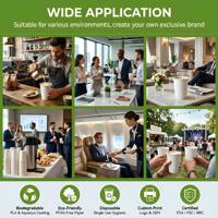 Vente en gros de gobelets à café à double paroi avec couvercle, en papier biodégradable, personnalisés avec logo, jetables, pour emporter