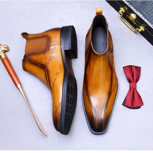 Bottes Chelsea montantes de luxe en cuir à bout pointu, style Martin, pour affaires, formelles et décontractées - Product Image 6