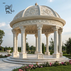 Décoration de jardin BLVE, style européen, <span class=keywords><strong>pavillon</strong></span> en pierre naturelle sculptée à <span class=keywords><strong>la</strong></span> main, gazebo classique en marbre - Product Image 3