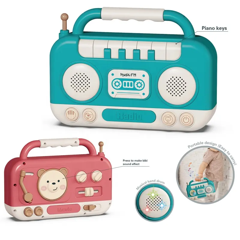 Экологически чистая музыкальная радиоигрушка электрическая развивающая игрушка радио пианино со светом Детская игрушка радио 2024