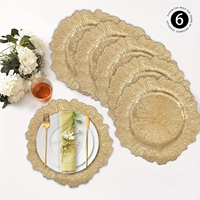 Sous-Assiettes de Présentation Décoratives en Plastique pour Mariage 13 Pouces, Effet Corail Doré, en Acrylique pour Dressage de Table de Mariage en Gros