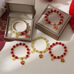 Chinese Style Koi Fish <b>Bracelet</b> Red Agate <b>Beads</b> Gold Fortune <b>Charm</b> Women's Jewelry Gift - Product Image 2