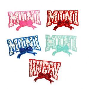 Big Size 22cm Iron on Chenille <b>Sequin</b> Mixed Embroidered Mini Bow Patch - Product Image 2