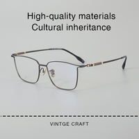 Gafas de lujo de titanio y madera de sándalo, montura óptica unisex de diseñador, clásicas cuadradas de aro completo con diamantes.