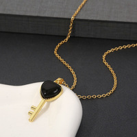 Ensemble de colliers pendentifs en forme de cœur et de cadenas pour couple, en pierre naturelle et cristal, accessoires de bijoux, vente en gros transfrontalière