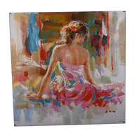 B & C ART Fille Dos Toile Acrylique Peintures Robe Figure Personnalisation Personnalisée pour la Décoration de la Chambre