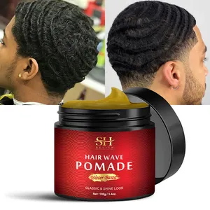 Marque privée Pommade noire pour hommes Pommade naturelle organique à l'huile de jojoba doré Pommade capillaire à base d'eau pour cheveux bouclés