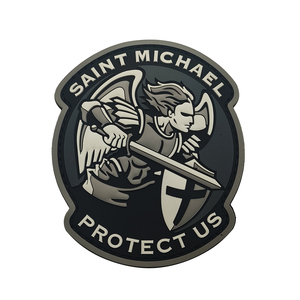 Saint Michael bảo vệ chúng tôi màu sắc bền hiệp sĩ chéo PVC cao su bền góc lớn vá dính trên túi mũ đính - Product Image 4