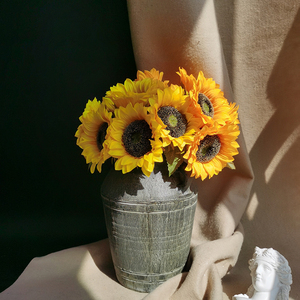 Faux trang trí hoa nhân tạo làm lụa hướng dương bó hoa cưới bán buôn hoa nhân tạo - Product Image 4