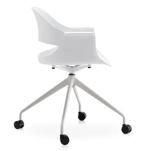 Modern Mid Back Leisure Chair With Casters For Meeting Room Plastic Chair Cheap