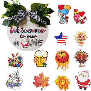 Tại chỗ DIY có thể thay thế mô hình Chào mừng bằng gỗ treo tag giáng sinh trang trí bằng gỗ Chào mừng tấm cửa - Product Image 6