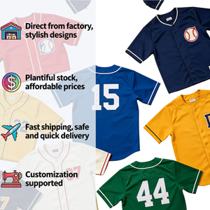 Jersey Baseball Bordir Logo Custom Bahan Polyester Lembut Ukuran Besar Grosir, Jersey Olahraga Kasual - Product Image 4