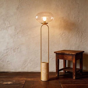 Lampe de sol moderne en <span class=keywords><strong>travertin</strong></span> avec globe en verre |   Lampe sur pied minimaliste pour salon - Product Image 4