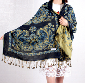 Wholesale <strong>Paisley</strong> <strong>Pashmina</strong> <strong>Scarves</strong> Thick Winter Women Jacquard Long Tassel <strong>Scarf</strong> - Product Image 1