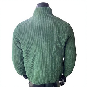 Chaqueta acolchada de pana verde para hombre, gruesa, informal, de invierno, con cuello alto, cierre de cremallera, ajuste holgado, relleno de poliéster - Product Image 6