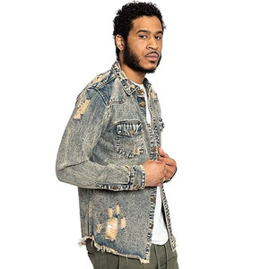 Custom <b>Men</b> Clothing Fashion <b>Denim</b> Distressed <b>Jacket</b> <b>for</b> <b>Men</b> Stylish Coats Zip up <b>Jacket</b> With Back Printing Unisex <b>Denim</b> <b>Jacket</b>. - Product Image 4