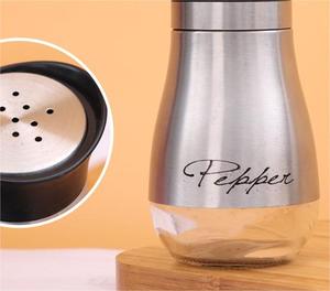 Salero y pimentero de gran oferta, Salero y pimentero con fondo de vidrio de 120ml con tapa de acero inoxidable para mesa de cocina - Product Image 3
