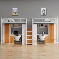 Lits superposés en acier pour appartement scolaire, lit double pour adultes et enfants avec armoire de rangement
