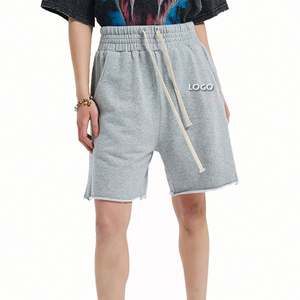 Pantalones cortos deportivos sueltos para hombre de Color sólido de alta calidad, pantalones cortos informales de algodón con cordón y bolsillo para hombre - Product Image 1