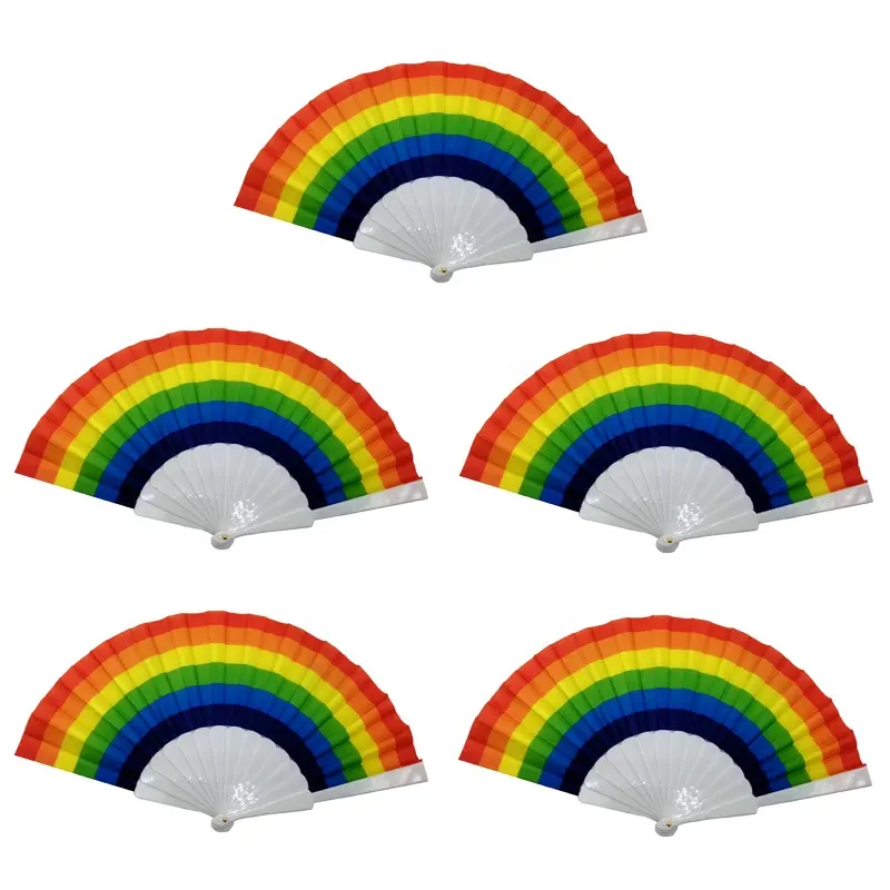 Regenbogen LGBT Fan Kunststoff Faltbare Hand Fan Homosexuell Stolz LGBT Fans für EDM Music Festival Club Event Party Tanz Performance Geschenk