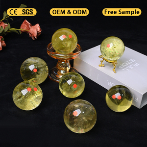 High Quality Polished <b>Crystal</b> Craft Natural Stone Rainbow <b>Ball</b> Reiki Citrine Sphere for Office Decoration - Product Image 2