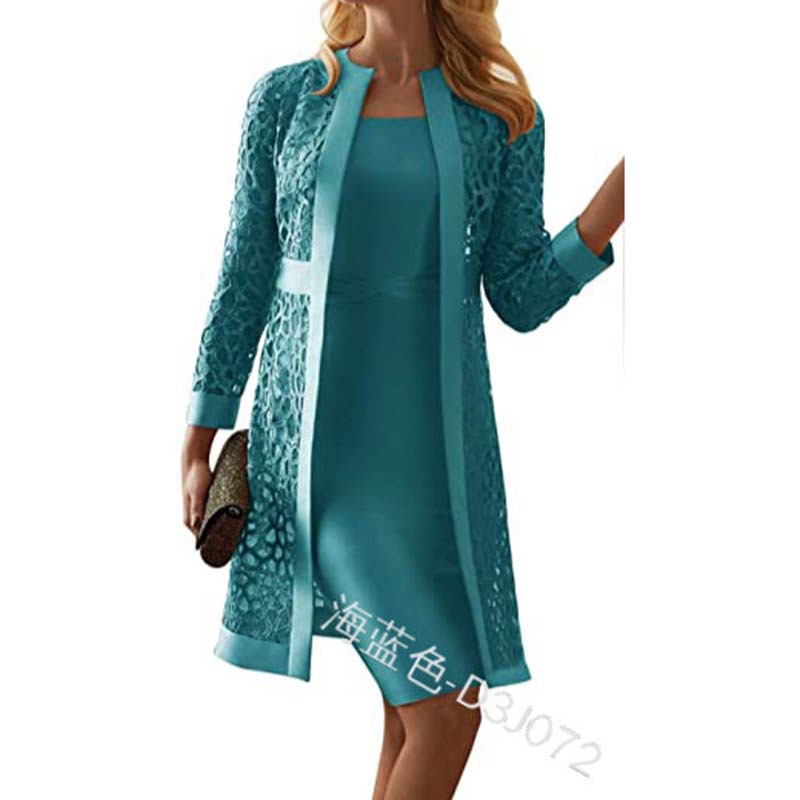 Casual Women Dress Plus Size Solid Lace Cardigan Long Sleeve Casual Women Dress Plus Size Solid Lace Cardigan Long Sleeve