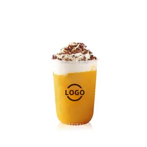 Individuelles Logo Einweg Kunststoff Blase Milch Tee/Kaffee/Obst Saft Tassen mit deckel für Kalt/Heiße Getränke