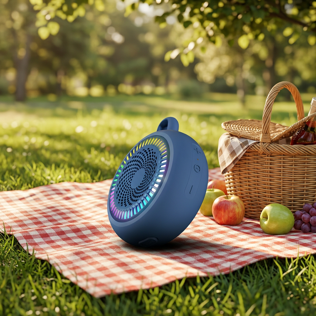 OEM ODM Wireless Shower Speaker IPX7 Waterproof Small Portable Clip Bass Colorful Light Travel