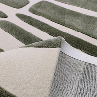 NZ laine et soie de bambou touffeté à la main Design minimaliste tapis Rectangle vert tapis tapis de luxe fait main pour la décoration de salon
