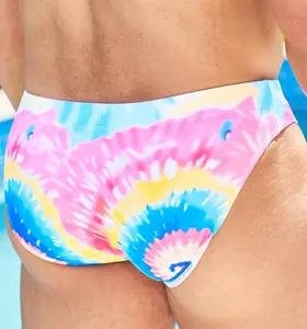 Venta al por mayor Tie Dye Diseño Traje de baño Impresión personalizada Sexy Calzoncillos de baño Traje de baño Hombres Ropa de playa
